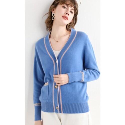 2021 Autumn Winter Women Cardigan Warm Knitted Sweater V Neck Jacket Pocket Fashion Knit Cardigans Coat Lady Loose Sweaters