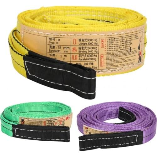 30/50/75mm Width Flat Polyester Lifting Sling Industrial Folded Eye Crane Hoisting Webbing Strap 30T Maximum Load 3m/5m Length