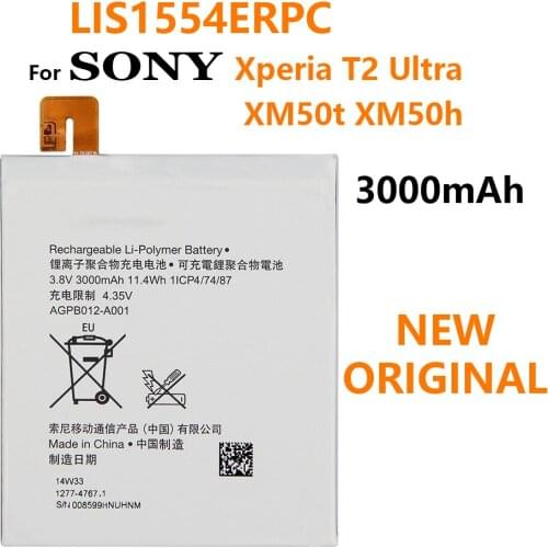 3000mAh Tablet Battery For Sony Xperia T2 Ultra Dual D5322 D5316 XM50H XM50T D5303 Li-ion Polymer Battery LIS1554ERPC batteria