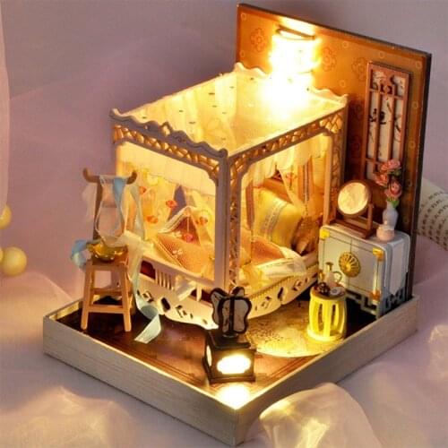 2021 New Dollhouse Miniature with Furniture, DIY Wooden Dollhouse Kit Plus Dust Proof