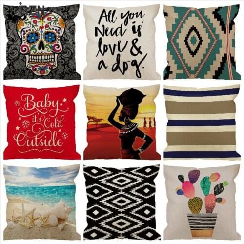 Throw Pillow Case Cotton Linen Square Cushion Pillowcase Home Decorative Sofa Armchair Bedroom Livingroom