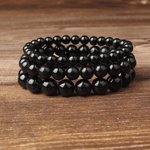 LanLi 8mm natural Jewelry Black fashion tourmaline stones loose beads bracelet be fit for Glamour rmen and women amulet
