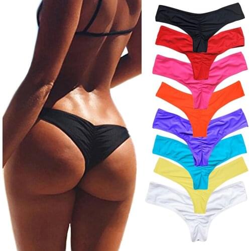 Swimwear Women Briefs Bikini Bottom Side Ties Brazilian Thong Swimsuit Classic Cut Bottoms Biquini Swim Short Ladies Swimsuit