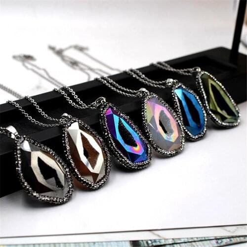 Wholesale 6pcs/lot Natural stone agatess irregular pendant hand-wound rawstone necklace women necklace hand making gift jewelry