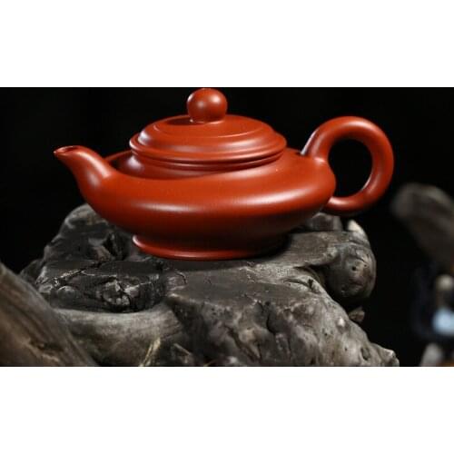 Sand Pot Famous Artisans Hand-made Raw Mine Dahongpao Virtual Flat Pot Purple Sand Pot Travel Teaware Gift Preference
