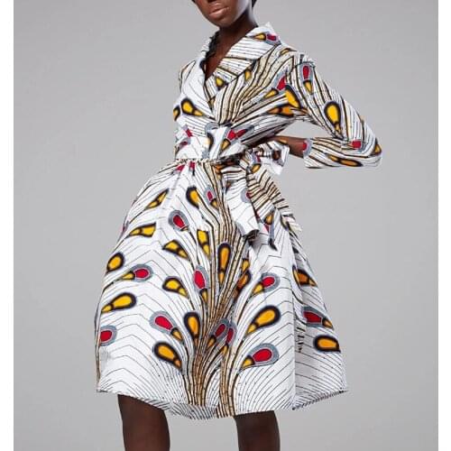 Pullover Print Dress For Women V Neck Long Sleeve High Waist Sashes Hit Color Knee Length Dresses Females 2021 Clothing E684