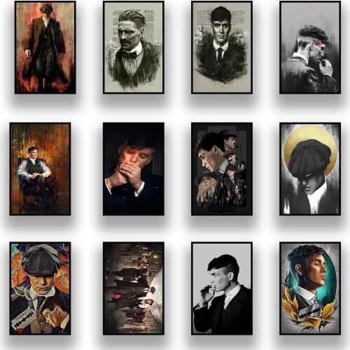 Pinnacle blinds graffiti art canvas painting Tommy Shelby portrait wall art posters and pictures decorate living room bedroom