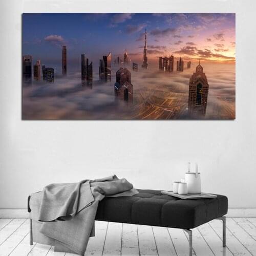 Modern Skyscrapers City Night Landscape Wall Poster And Prints Canvas Art Painting Picture For Living Room Dec No Frame