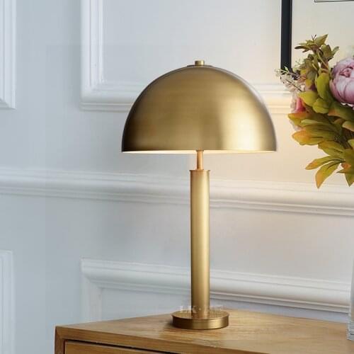 Simple American Retro Modern Living Room Bedroom Bedside Light Luxury Copper Creative Mushroom Table Lamp