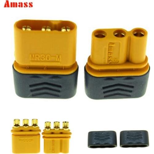 Amass MR30 Connector Plug Upgrated of XT30 Connector Female and Male Connector Plugs Gold Plated For RC Parts 20% off