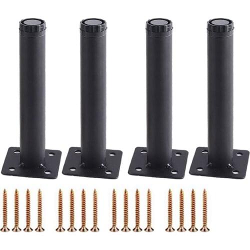 4/2PCS Adjustable Metal Furniture Legs Modern Style Replacement Black For TV Stand Cabinet Sofa Table With Screws 80-150mmHeight