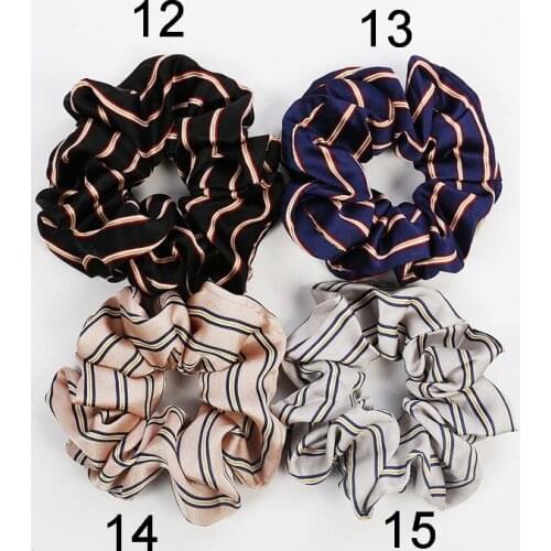 100pcs womens girl gingham plaid Hair Scrunchy Ring Elastic Hair Bun rope Sports Dance Scrunchie Soft chiffon Hair bands FJ3358