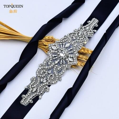 TOPQUEEN S26 Rhinestone Womens Belts Applique for Wedding Dress Female Belts Bridesmaid Belt Crystal Bridal Sash Jewelry Belt