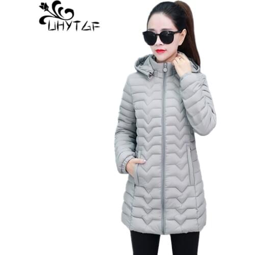 UHYTGF Women Down Parka Warm Coat Women Winter Jacket Fashion Cotton Coats 6XL Plus size Female Clothes Down Cotton Jacket X471