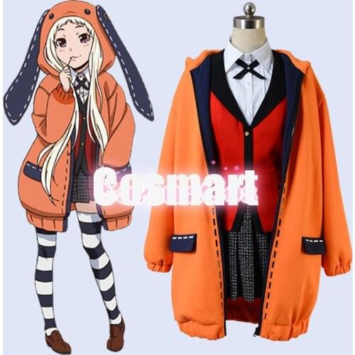 [STOCK]Anime Kakegurui Figure Yomotsuki runa JK School Girls Uniform +Hoodie Halloween Cosplay Costume For Women