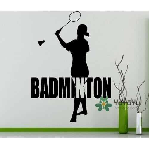 Girls Badminton Player Wall Decal Shuttlecock Racquet Sports Vinyl Sticker DIY Art Home Wall Room Decor Mural Adesivo NY-165