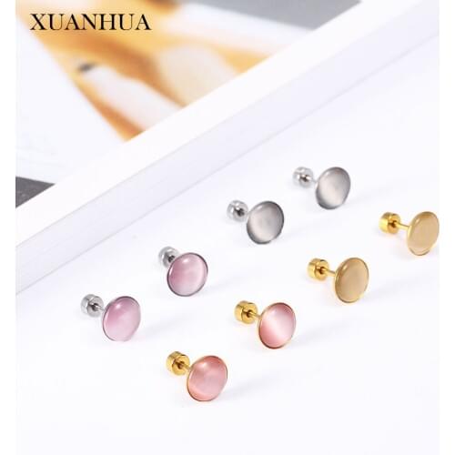 XUANHUA Charm Opal Stud Earrings Gifts For Women Fine Jewelry Accessories Stainless Steel Jewelry Woman Vogue 2019 Bohemian