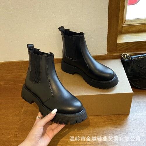 2021 Breathable Womens Ankle boots British style Girls Naked Boot Round Toe Winter Shoes Woman Flat Fashion Boot