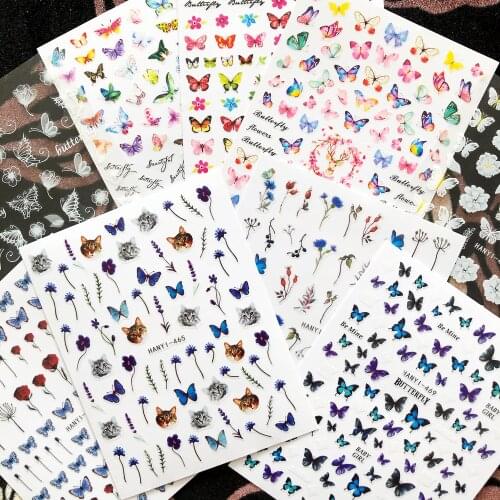 1 Sheet Newest Butterfly Series design 3D nail art sticker back glue nail decals Japan type DIY decoration tools