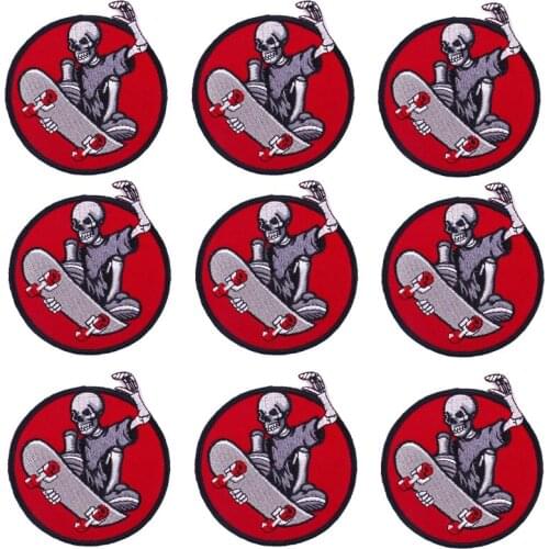 10pcs Punk Skeleton Badge Patch Iron Patches On Clothes Embroidered Patch On Clothes Applique Stripe Sewing Sticker Patches
