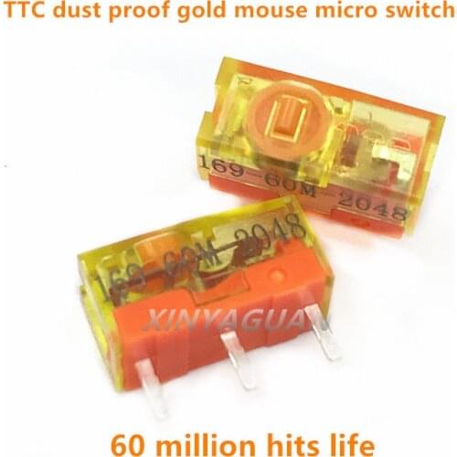 2Pcs New original TTC dustproof gold micro switch 3pin gold alloy contact 60 million click life Computer mouse button accessorie