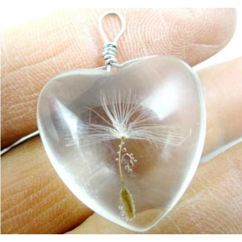 20pcs Natural Quartz Crystal Dandelion Seed Crystal Glass Ball heart Glass Pendant for diy Jewelry making necklace AccessoriesA3