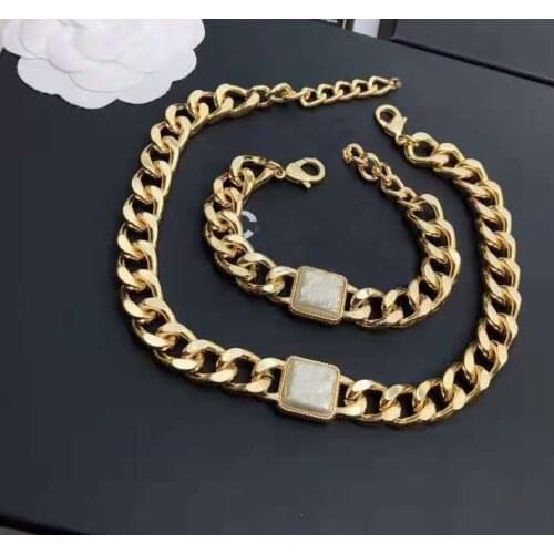 2020 Hot Brand Fashion Jewelry Set For Women Thick Chain Party Jewelry Set Pearls Choker Bracelet Fashion Pearls Jewelry Set