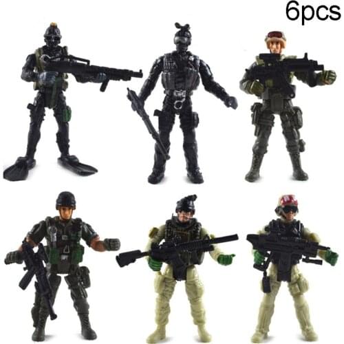 6Pcs/Set Movable joints Force Army The soldiers Assembly Model Mini Action Figures Kids Toy for children