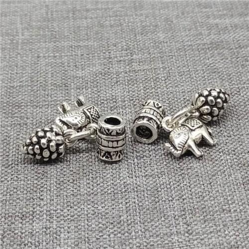 925 Sterling Silver Elephant Pinecone Dangle Charm for Bracelet Necklace