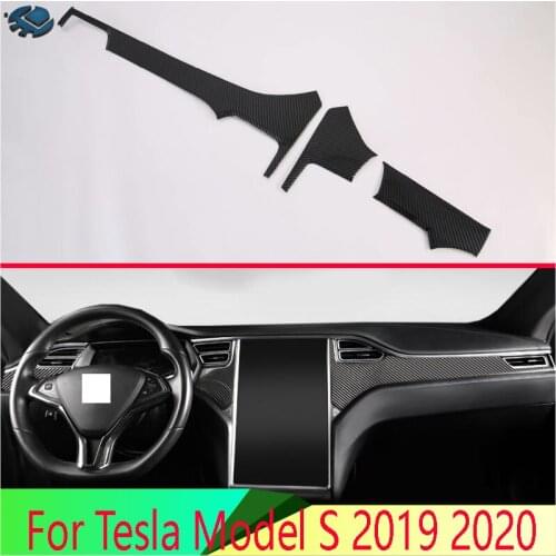 For Tesla Model S 2019 2020 Car Accessories Carbon Fiber Style Center console Interior Instrument Panel Around trim