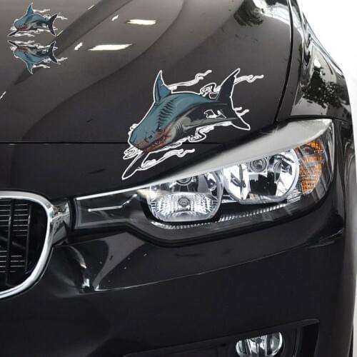 Aliauto 2 X Car Accessories 3D Tiger Shark Reflective Car Sticker Decal for Motorcycle Volkswagen Polo Golf Audi Ford Focus BMW