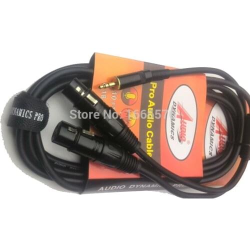 KL High Quality 10FT(3M) 1/8'' Jack DC 3.5mm to 2 XLR Cannon Plug 3 Pin Audiophile Audio Cable 3 meters