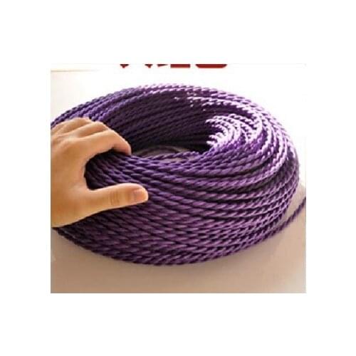 Free shipping 25meters/roll fabric cable vintage edison filament bulb DIY pendant cord 2*0.75 purple braided textile fabric wire