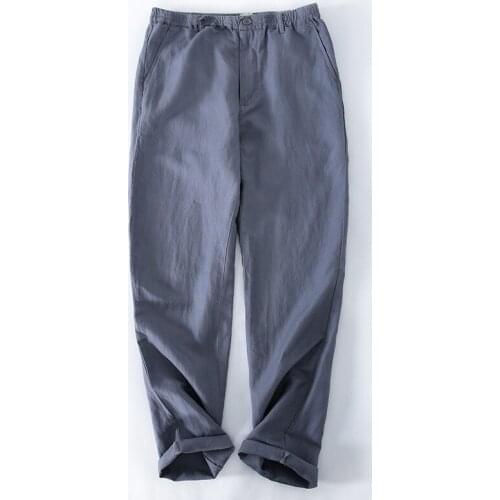 New linen slacks for summer Casual thin cotton and linen long pants man Summer mens trousers