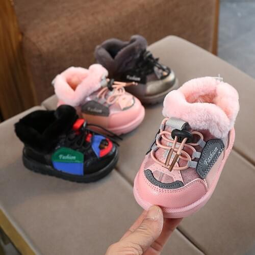 Childrens Boot Kids Shoes Boys Flock Leather Boots Girls Sneaker Fashion Winter Thick Plush Lined Warm Fringe Ankle Boots