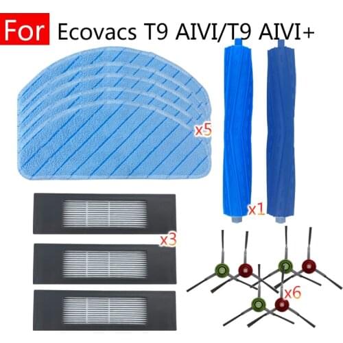 For Ecovacs T9 MAX T9 AIVI T9 AIVI+ T9 Power Mop Rag Hepa Filter Main Side Brush Kit Home Parts Robot Vacuum Cleaner Accessories