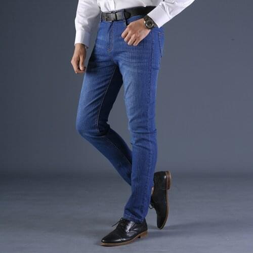 2021 Spring And Autumn New Jeans Mens Slim Straight Denim jeans Fashion Stretch Business Pants Dad Has Large Size 110kg