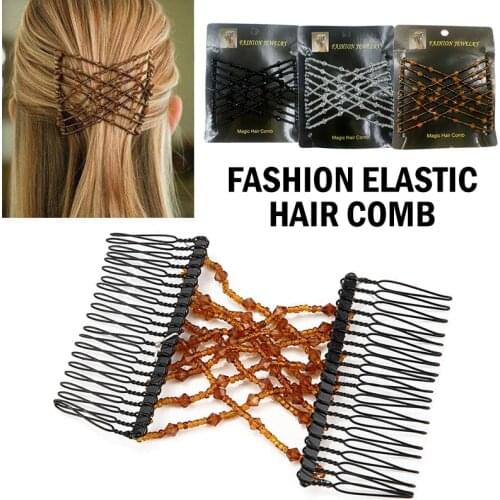 Elegant Fashion Elastic Crystal Hair Clips Comb Claws Magic Beads Hairpin Clip Crab Hairstyle Design Hair Accessories