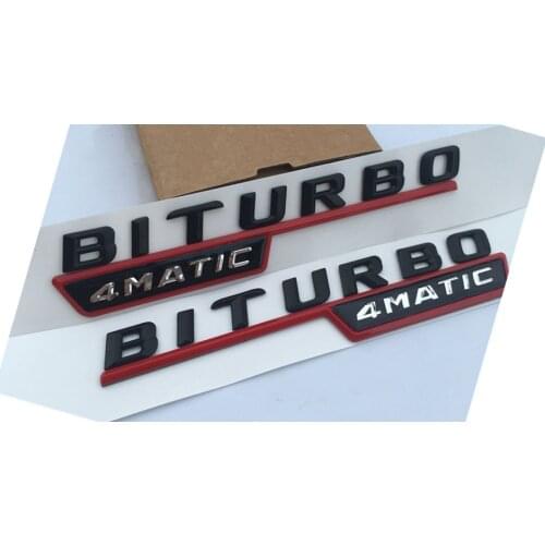 2pcs/lot TURBO BITURBO 4MATIC Sticker Side Fender Emblem For Mercedes Benz AMG 4 MATIC Trunk Rear Letters Badge 3D Emblem