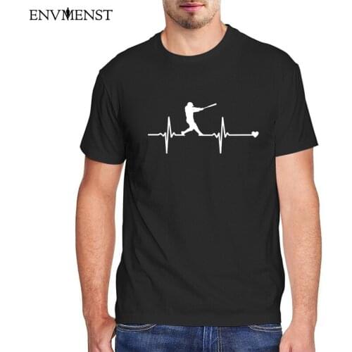 Funny Baseball Heartbeat Pulse T-Shirt Men Clothing Summer Harajuku Mens T Shirt 100% Cotton Short Sleeve Tees Tops Boy 3XL