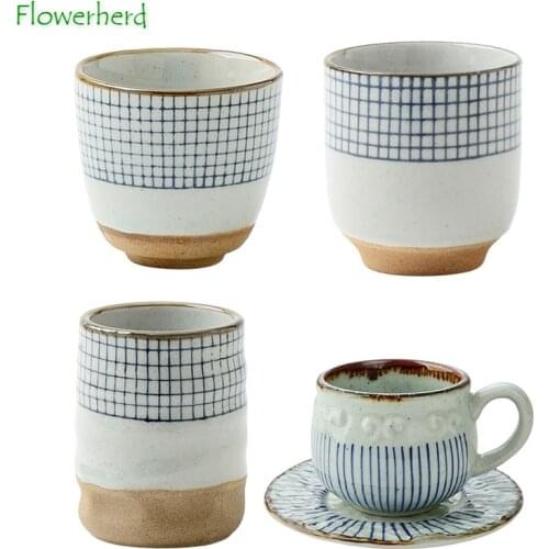 Ceramic Tea Cups Teaware Pottery Japanese Teacups Handcraft Porcelain Mugs Cast Iron for Set Soup with Handles Dinnerware