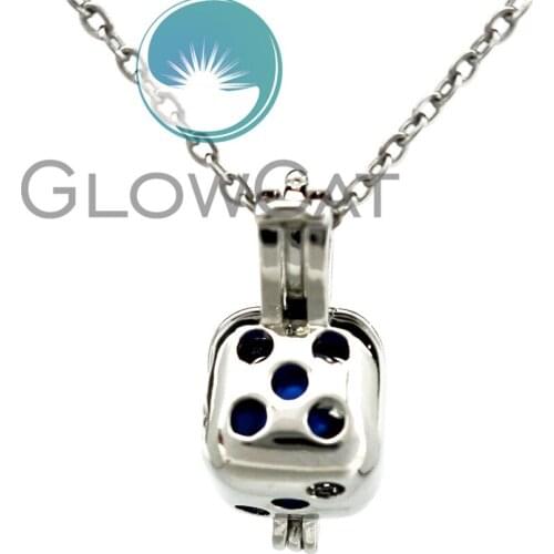 KK779 Funny Dice Shape Beads Cage Locket Pendant Essential Oil Diffuser Pearl Cage Aromatherapy Locket Necklace