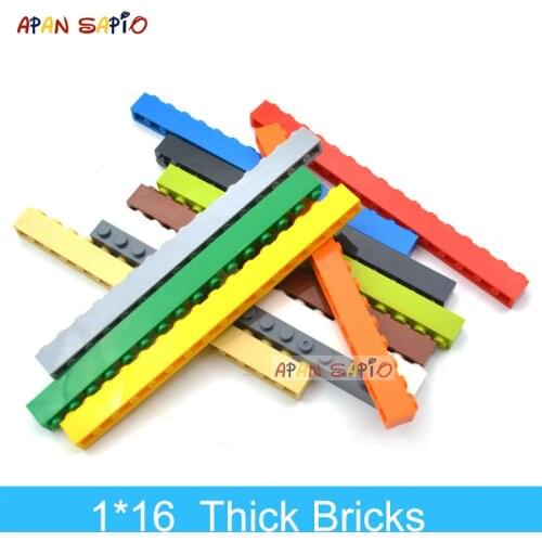 10PCS DIY Building Blocks 1x16 Dots Thick Figures Bricks Educational Creative Size Compatible With Brands Toys for Children 2465