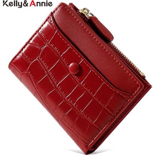NEW Fashion Small Wallet Female Zipper Coin Pocket Card Holder Women Wallets Stone Pu Leather Brand Designer Ladies Purse Girls