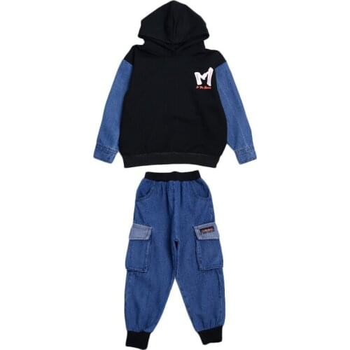 Kids boys spring / autumn spell color cowboy suit jacket + trousers 2pcs sets of new big virgin suit 4-12 years old