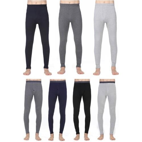 Hot Sale Men Winter Warm Thermal Pants Cotton Leggings Thin Solid Color Long Johns Solid Mens Underwear Pants