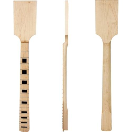 Kmise Electric Guitar Paddle Neck Unfinished DIY Maple Wood 22 Frets Black Block Inlay Bolt On Clear Satin Finished
