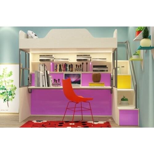 Multifunctional kids bed reversible desk bookcase, childrens bunk bed