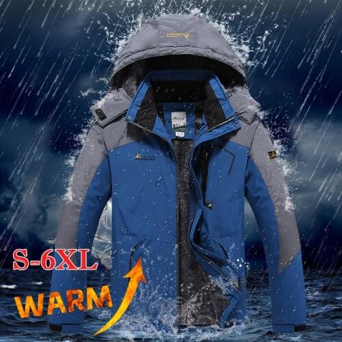 2020 Winter Outdoor Jacket Men Thick Warm Velvet Coat Mens Windproof Hooded Jackets Casual Hiking Mountaineering Outerwear 9XL