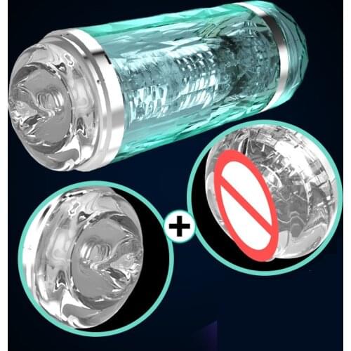 Male Masturbator Clear Crystal Artificial Mouth Vagina Channel Man Masturbation Cup Oral Anus Pocket Pussy Adults Sex Toy 626